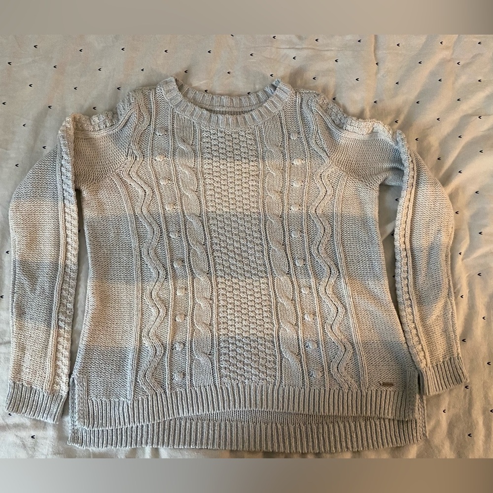 Light blue and white sweater from Hollister, medium